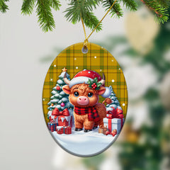 Houston Tartan Christmas Ceramic Ornament - Highland Cow Winter Style