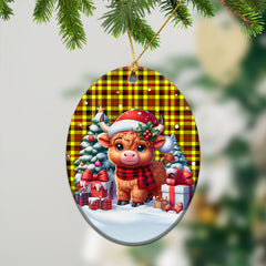 Jardine Tartan Christmas Ceramic Ornament - Highland Cow Winter Style