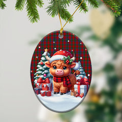 Lyall Tartan Christmas Ceramic Ornament - Highland Cow Winter Style