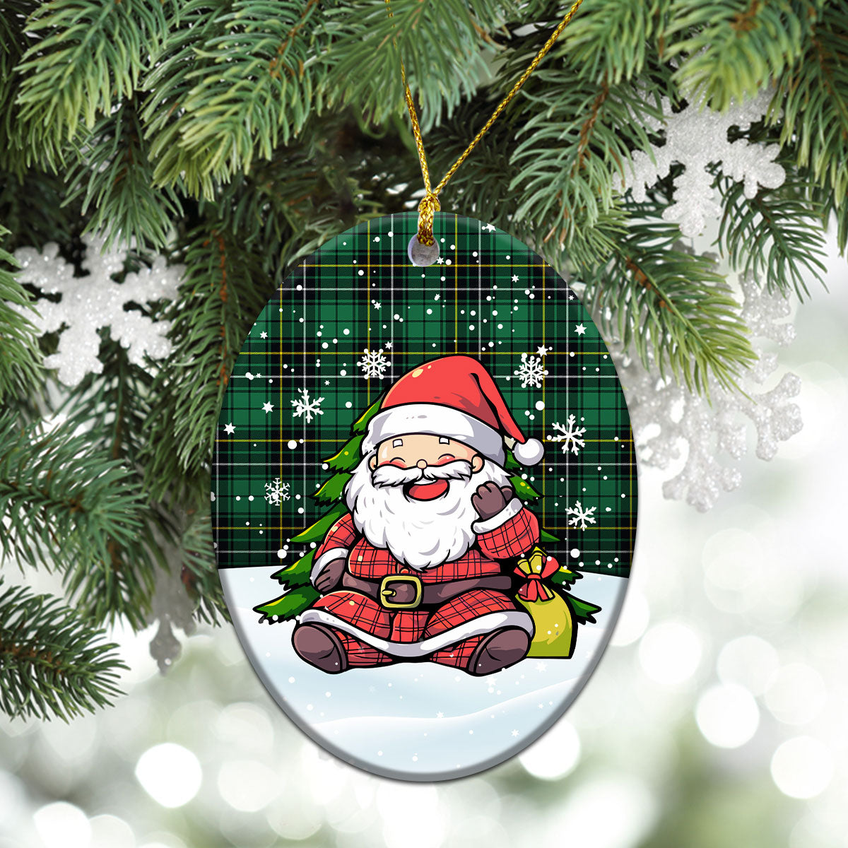 MacArthur Ancient Tartan Christmas Ceramic Ornament - Scottish Santa Style