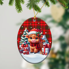 MacDougall Modern Tartan Christmas Ceramic Ornament - Highland Cow Winter Style