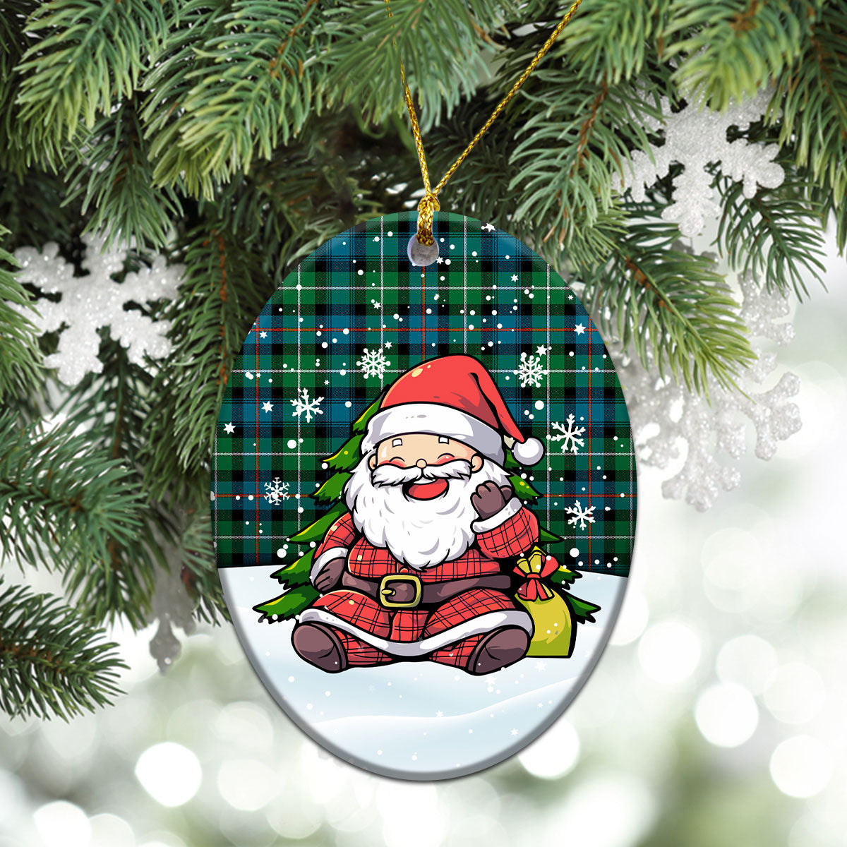 MacKenzie Ancient Tartan Christmas Ceramic Ornament - Scottish Santa Style