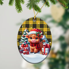 MacLeod of Lewis Ancient Tartan Christmas Ceramic Ornament - Highland Cow Winter Style