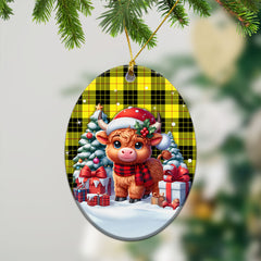 MacLeod of Lewis Modern Tartan Christmas Ceramic Ornament - Highland Cow Winter Style