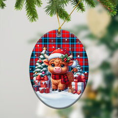 MacTavish Modern Tartan Christmas Ceramic Ornament - Highland Cow Winter Style