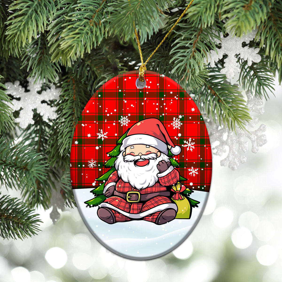 McDonald of Sleat Tartan Christmas Ceramic Ornament - Scottish Santa Style