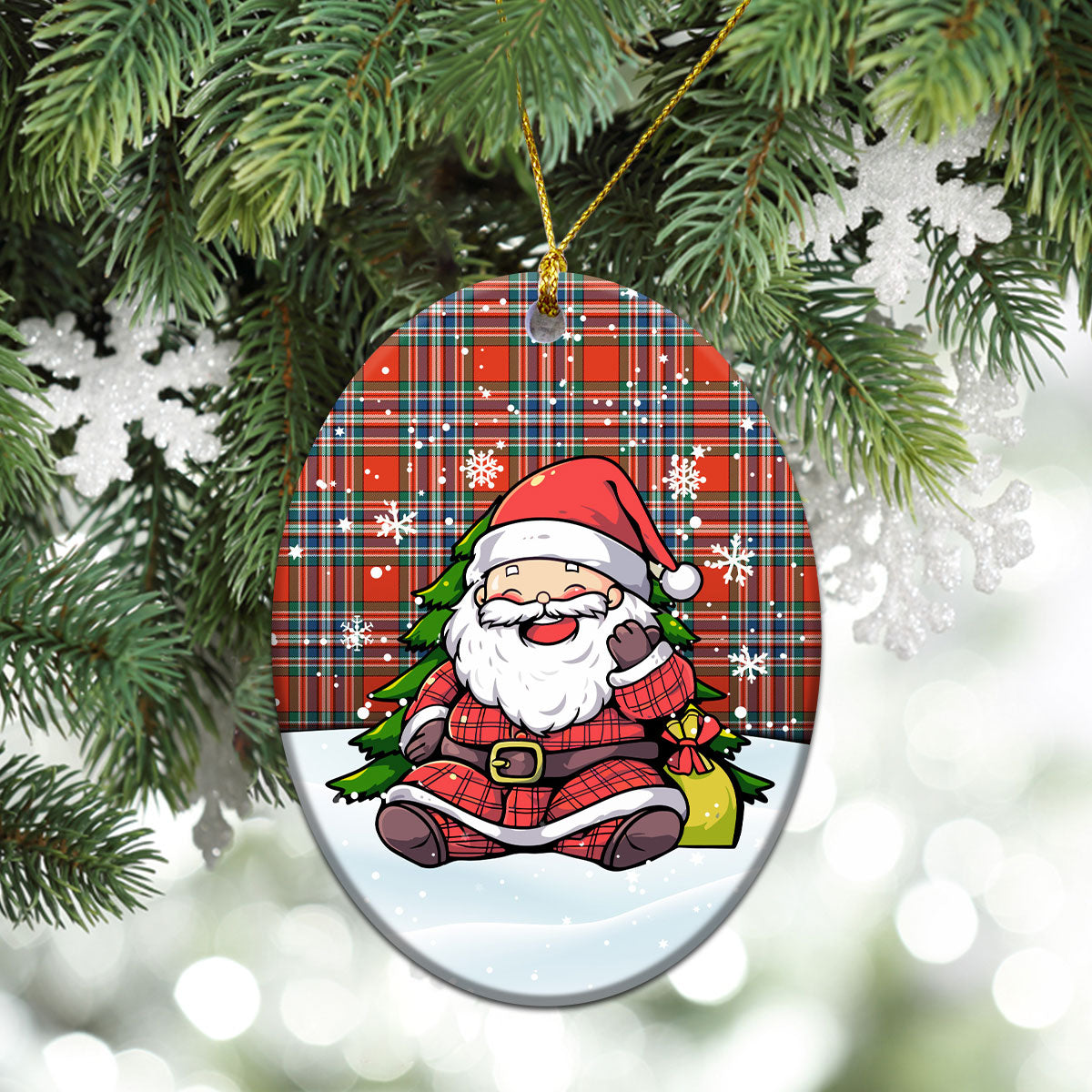 McFarlane Ancient Tartan Christmas Ceramic Ornament - Scottish Santa Style