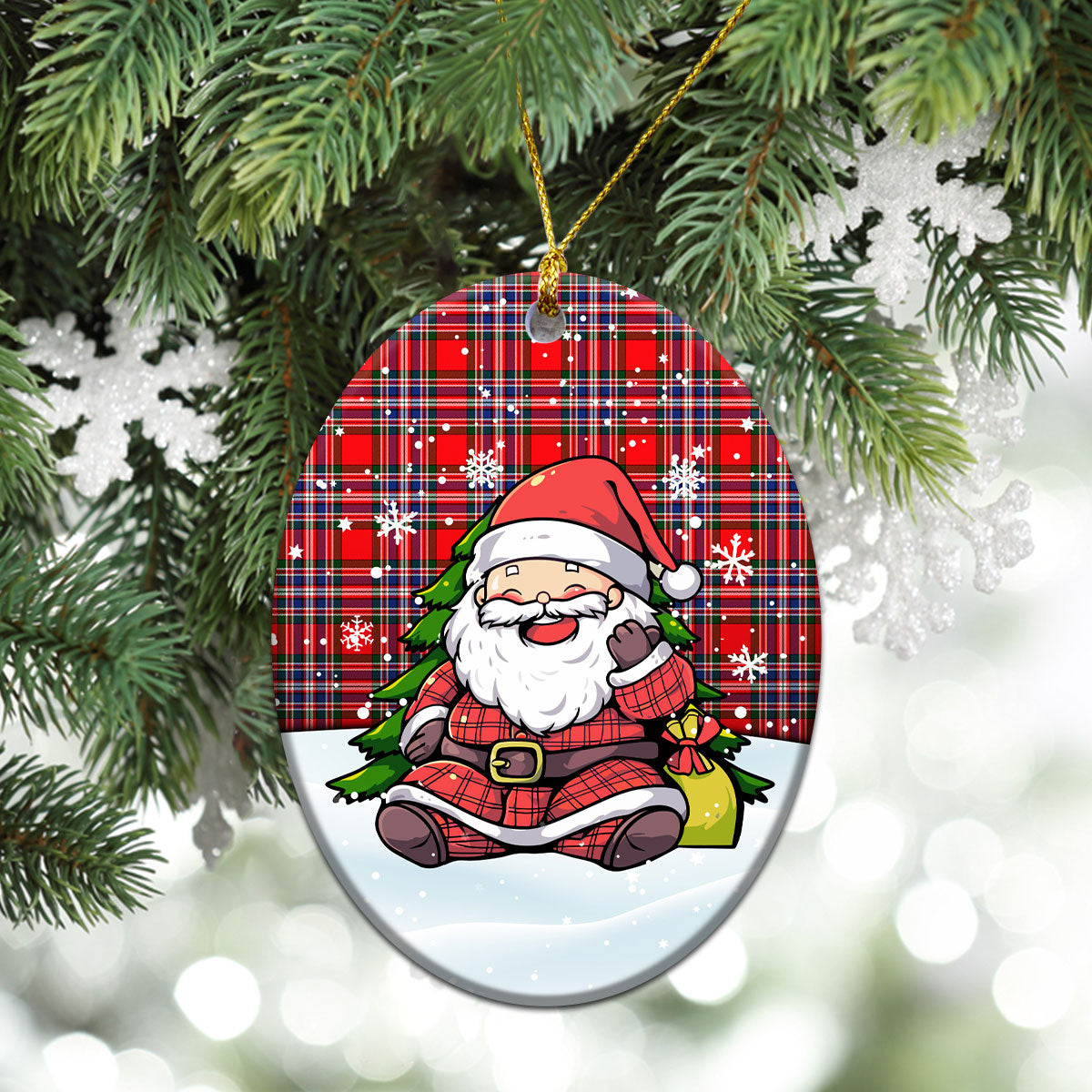 McFarlane Modern Tartan Christmas Ceramic Ornament - Scottish Santa Style