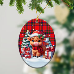 McGillivray Modern Tartan Christmas Ceramic Ornament - Highland Cow Winter Style