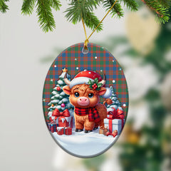 McIntyre Ancient Tartan Christmas Ceramic Ornament - Highland Cow Winter Style