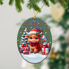 McKintosh Hunting Ancient Tartan Christmas Ceramic Ornament - Highland Cow Winter Style