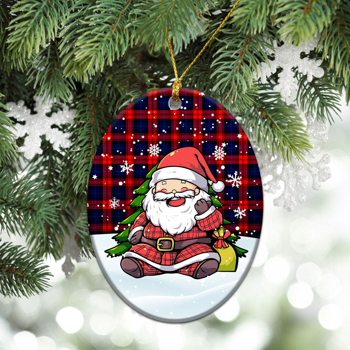 McLachlan Modern Tartan Christmas Ceramic Ornament - Scottish Santa Style