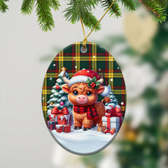 McMillan Old Modern Tartan Christmas Ceramic Ornament - Highland Cow Winter Style