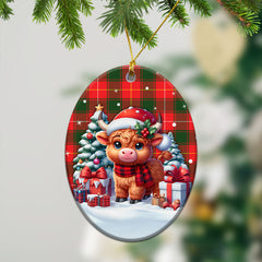 McPhee Tartan Christmas Ceramic Ornament - Highland Cow Winter Style