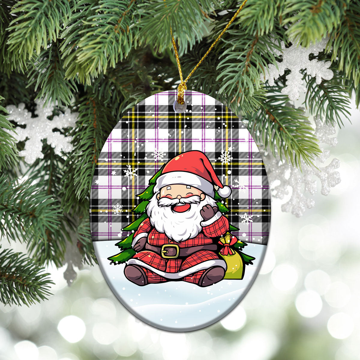 McPherson Dress Modern Tartan Christmas Ceramic Ornament - Scottish Santa Style