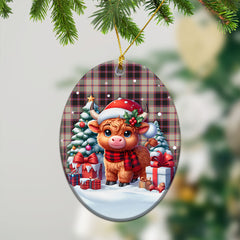 McPherson Hunting Ancient Tartan Christmas Ceramic Ornament - Highland Cow Winter Style