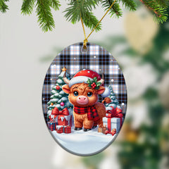 McRae Dress Modern Tartan Christmas Ceramic Ornament - Highland Cow Winter Style