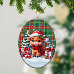 Muirhead Tartan Christmas Ceramic Ornament - Highland Cow Winter Style