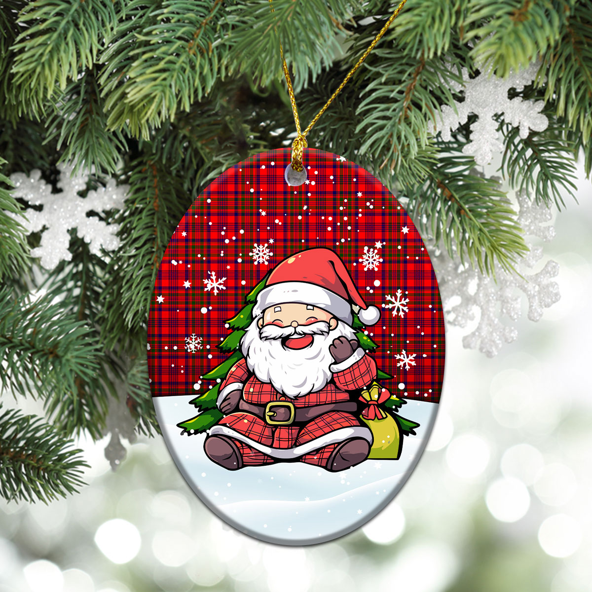 Murray (of Dysart) Tartan Christmas Ceramic Ornament - Scottish Santa Style