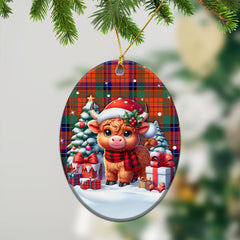 Nicolson Ancient Old Tartan Christmas Ceramic Ornament - Highland Cow Winter Style