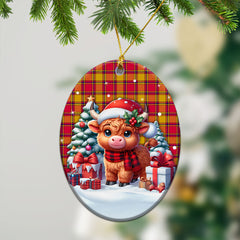 Scrymgeour Tartan Christmas Ceramic Ornament - Highland Cow Winter Style