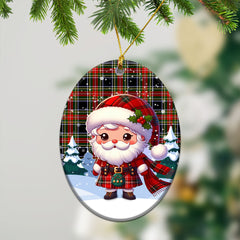 Stewart Black Tartan Christmas Ceramic Ornament - Santa Claus In Kilt Style