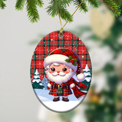 Stewart (Stuart) of Bute Tartan Christmas Ceramic Ornament - Santa Claus In Kilt Style