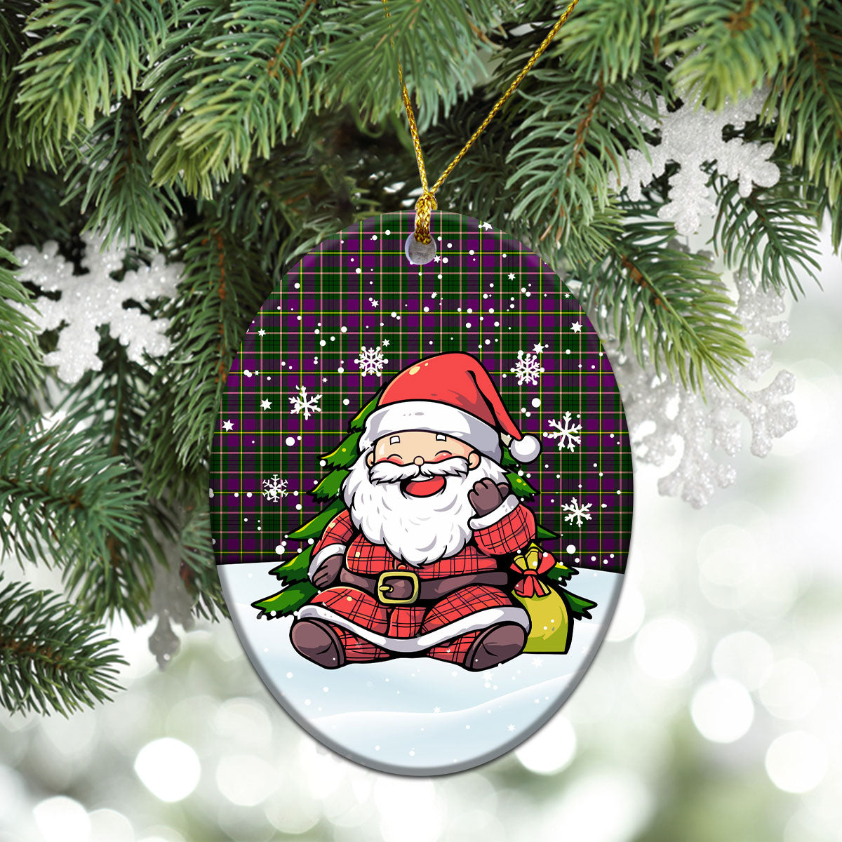 Tailyour (or Taylor) Tartan Christmas Ceramic Ornament - Scottish Santa Style