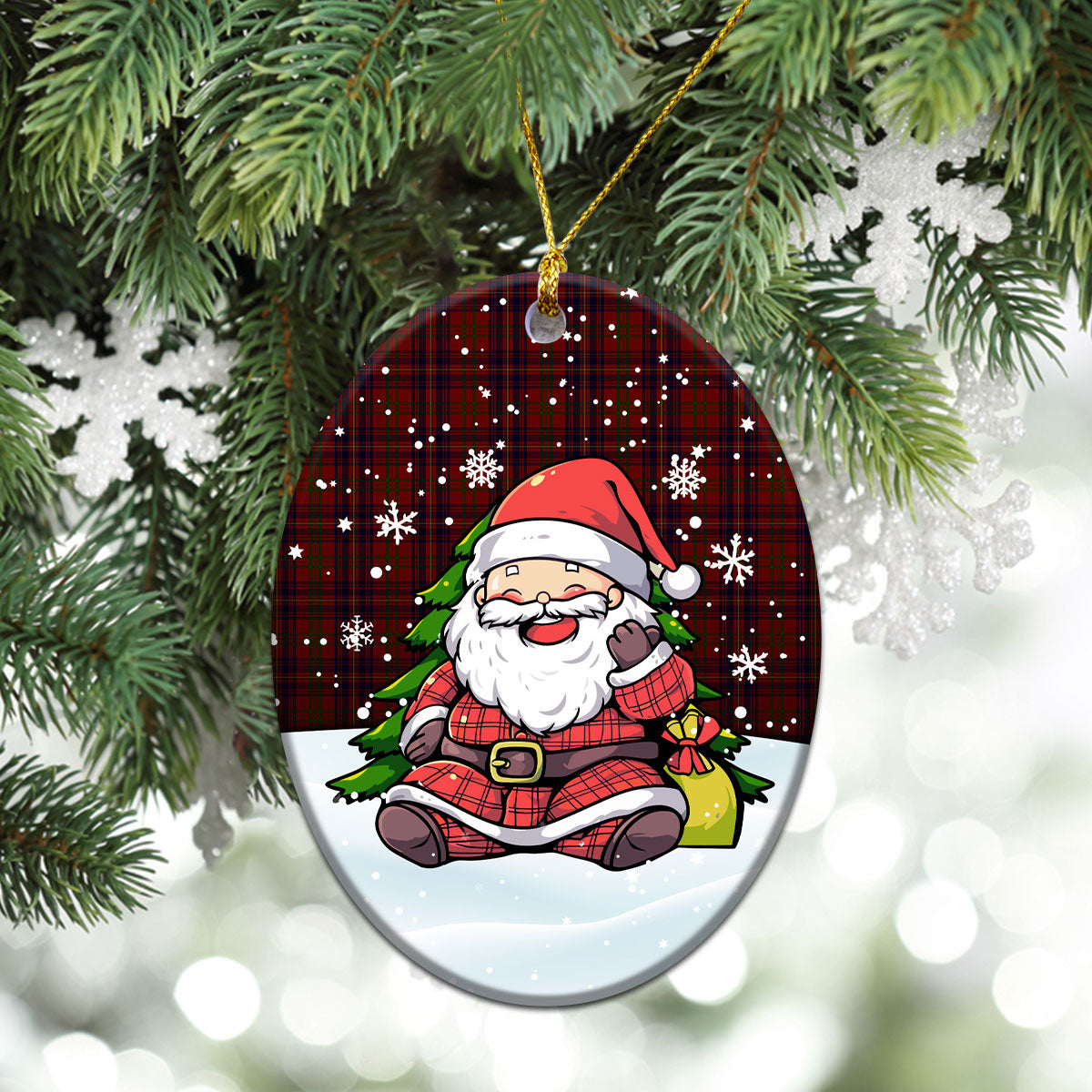 Walker Tartan Christmas Ceramic Ornament - Scottish Santa Style