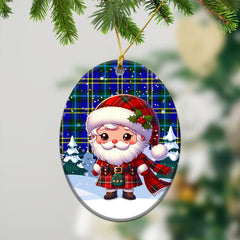 Weir Modern Tartan Christmas Ceramic Ornament - Santa Claus In Kilt Style