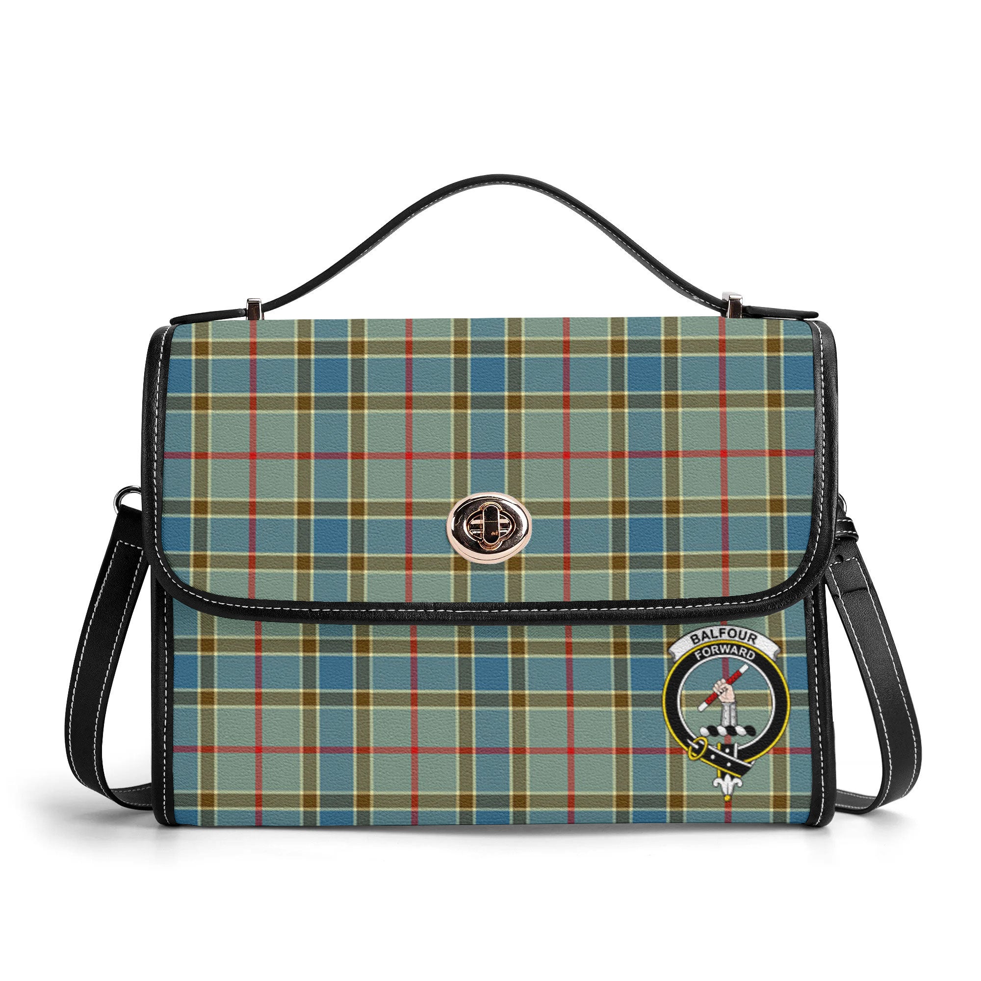 Balfour Blue Tartan Crest Satchel Bag