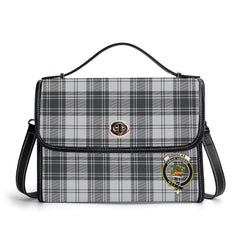 Douglas Grey Modern Tartan Crest Satchel Bag