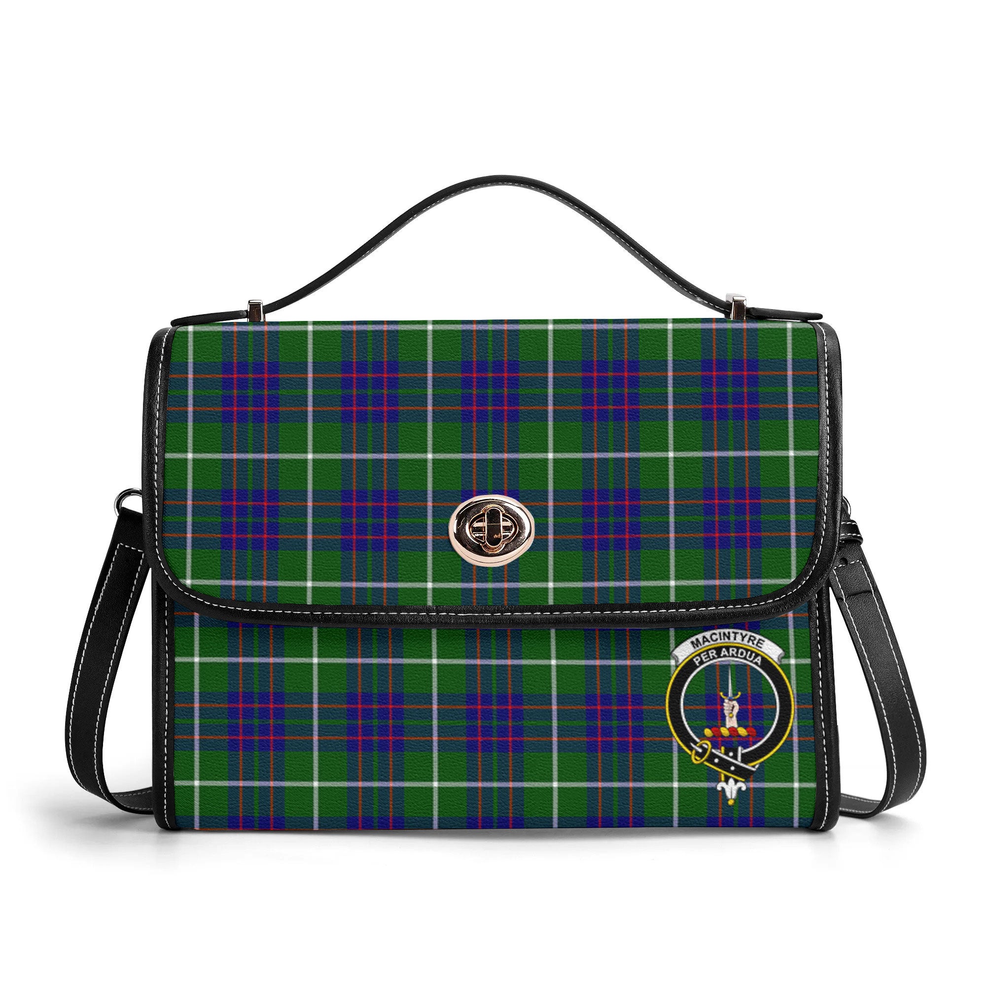 MacIntyre Hunting Modern Tartan Crest Satchel Bag