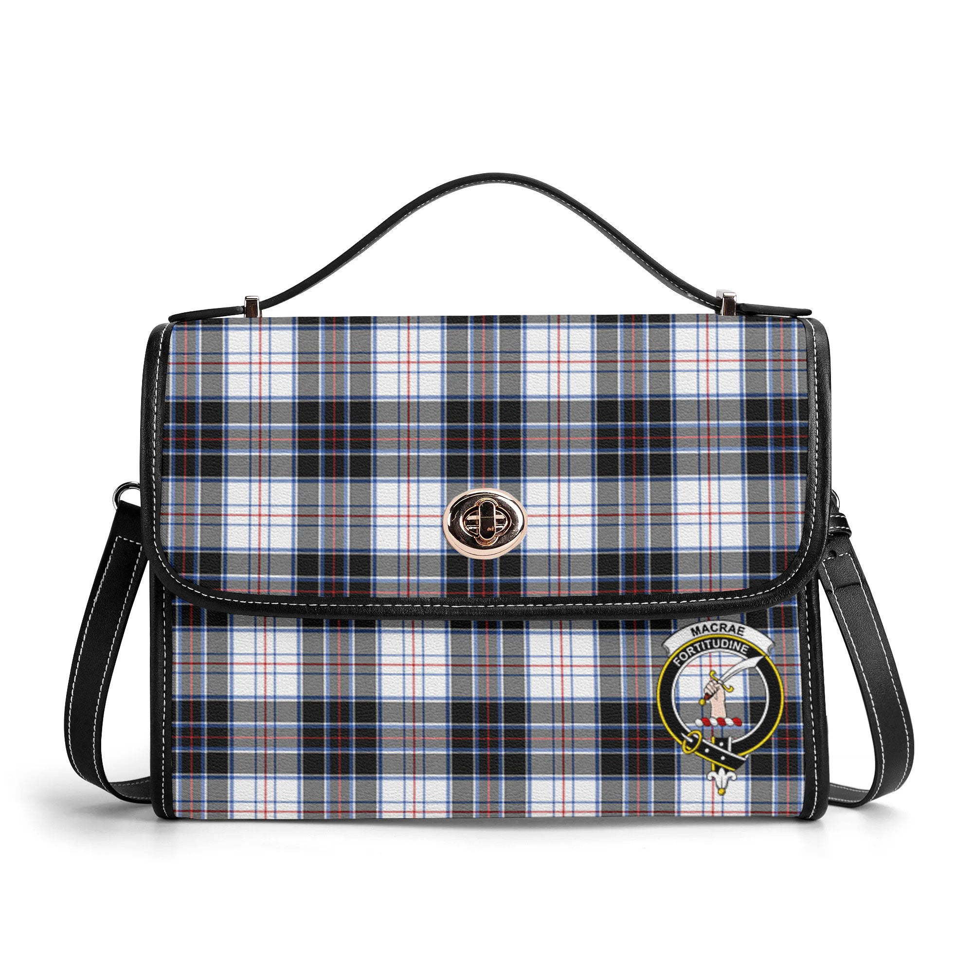 MacRae Dress Modern Tartan Crest Satchel Bag