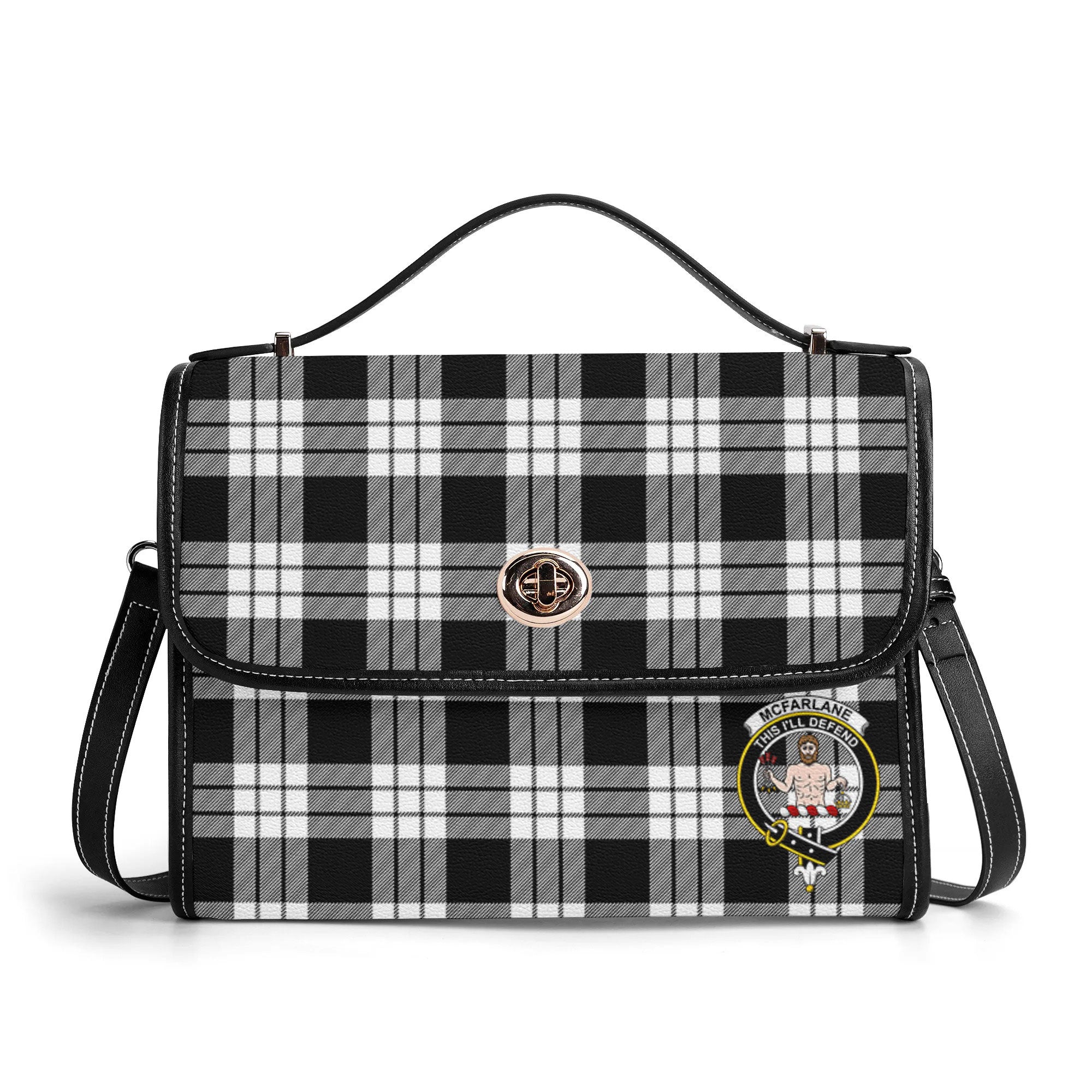 McFarlane Black - White Tartan Crest Satchel Bag