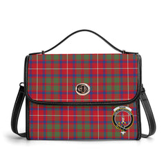 Shaw Red Modern Tartan Crest Satchel Bag