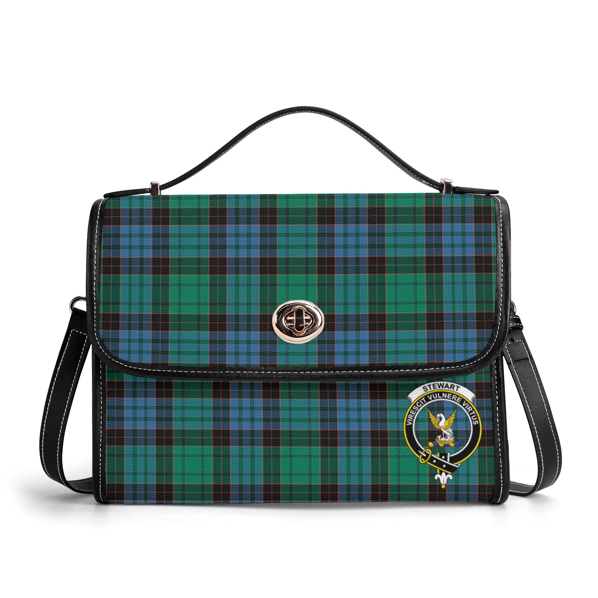 Stewart Old Ancient Tartan Crest Satchel Bag