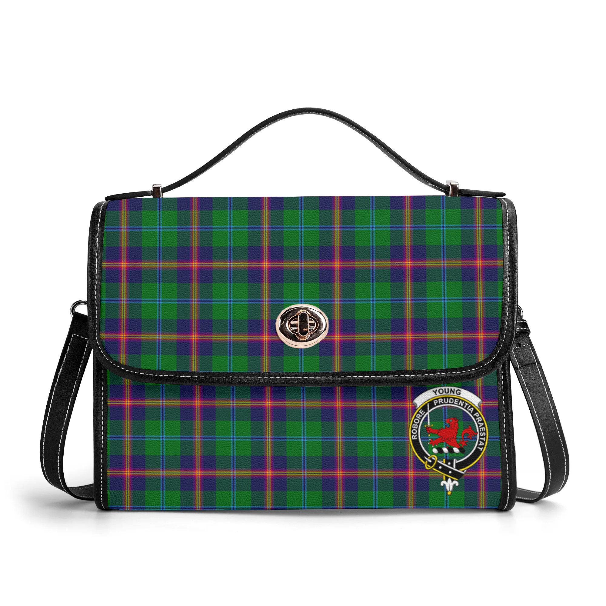 Young Modern Tartan Crest Satchel Bag