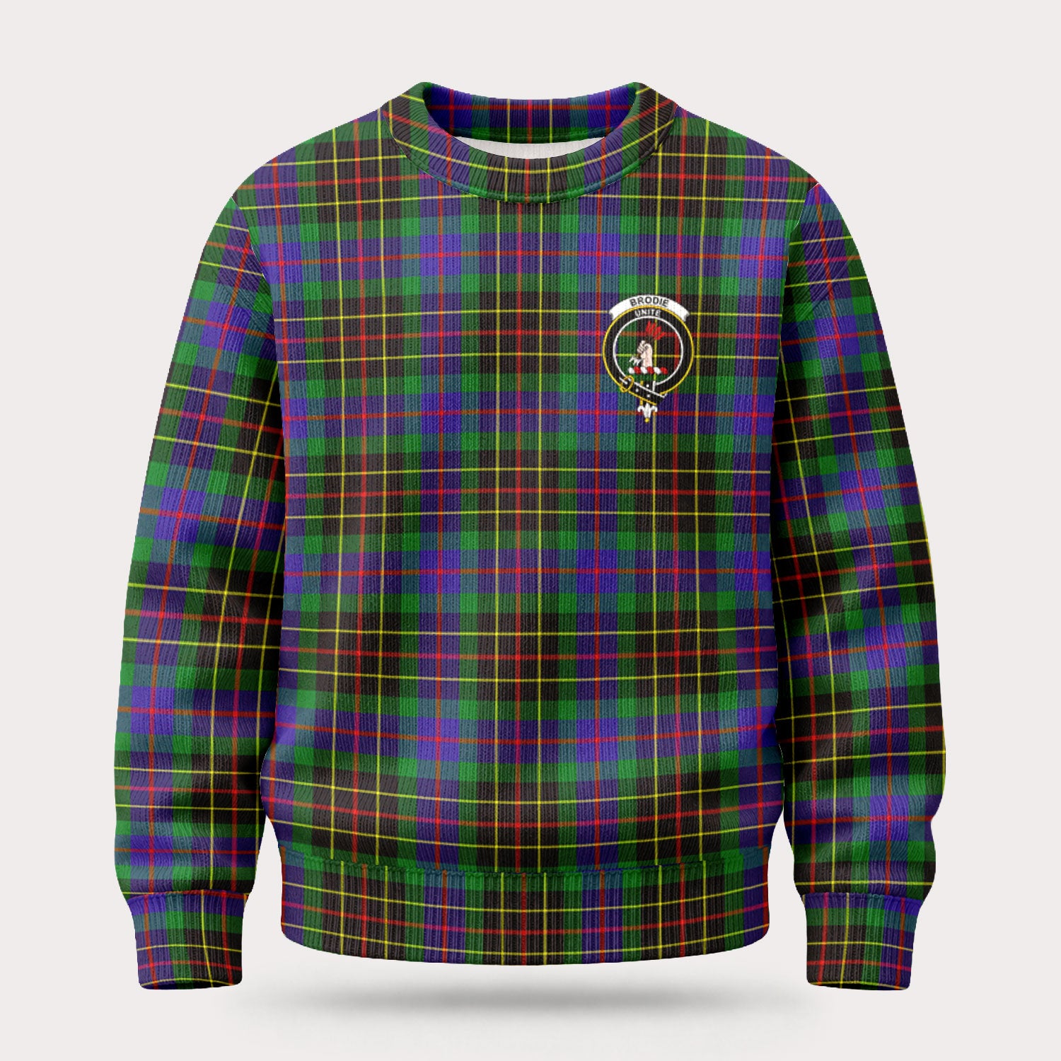 Brodie Hunting Modern Tartan Crest Sweater