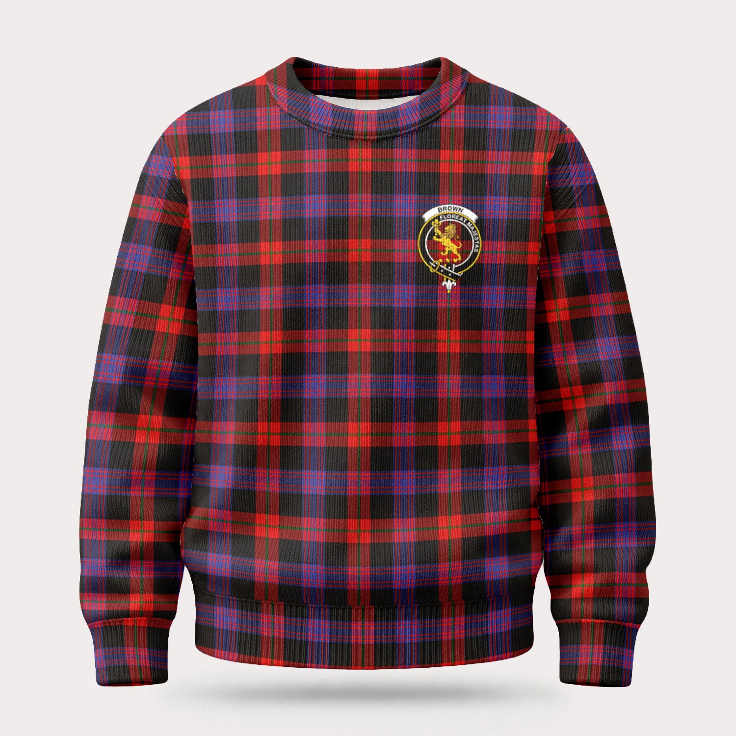 Brown Modern Tartan Crest Sweater