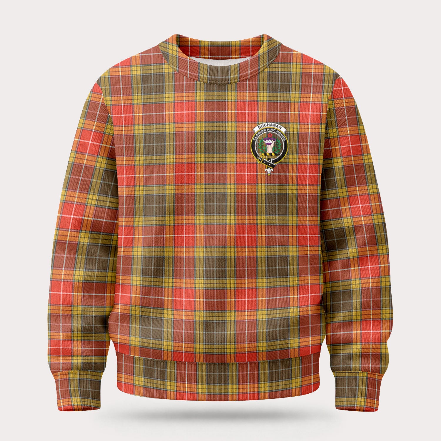 Buchanan Old Set Weathered Tartan Crest Sweater