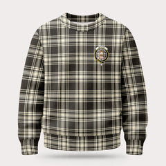 Menzies Black - White Ancient Tartan Crest Sweater