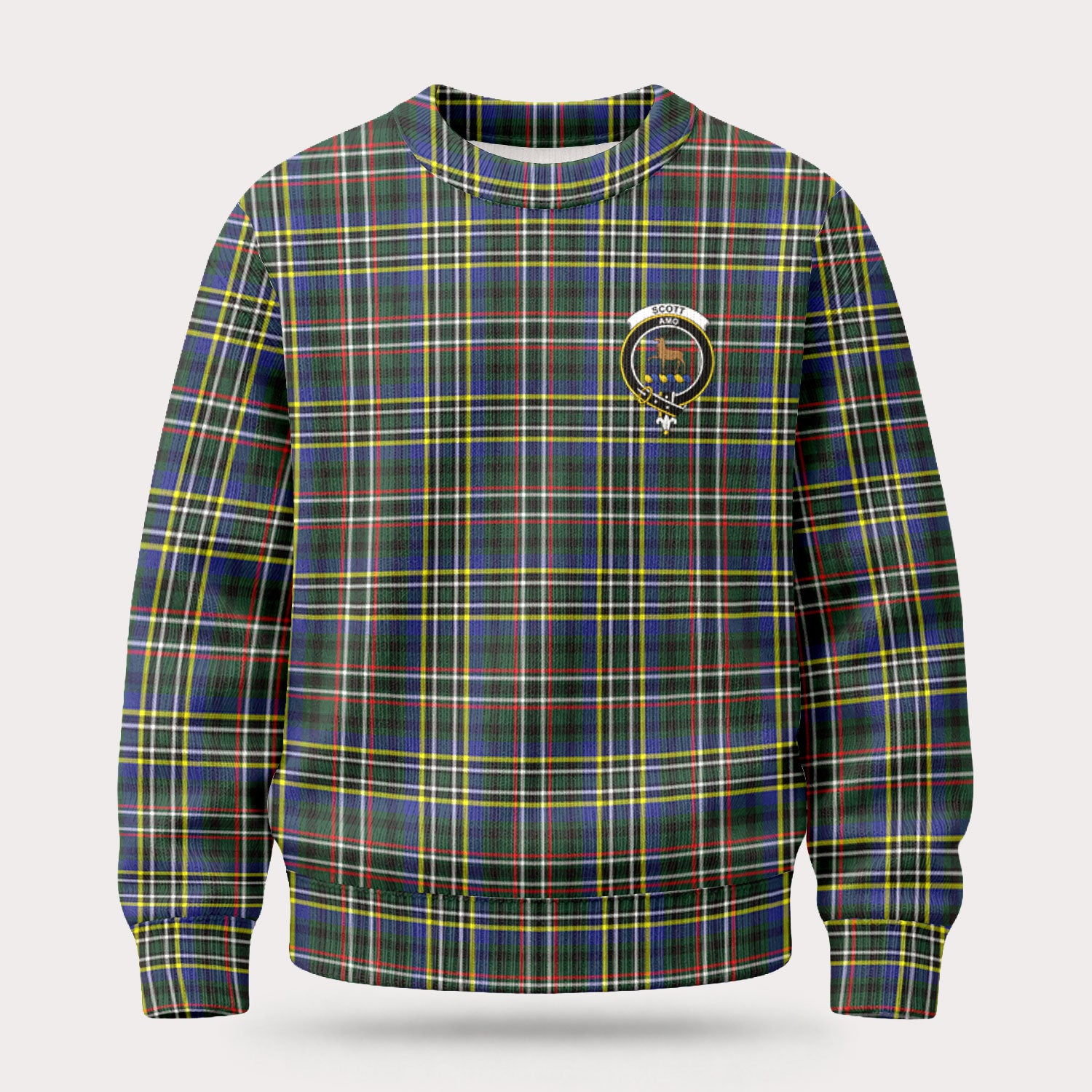 Scott Green Modern Tartan Crest Sweater