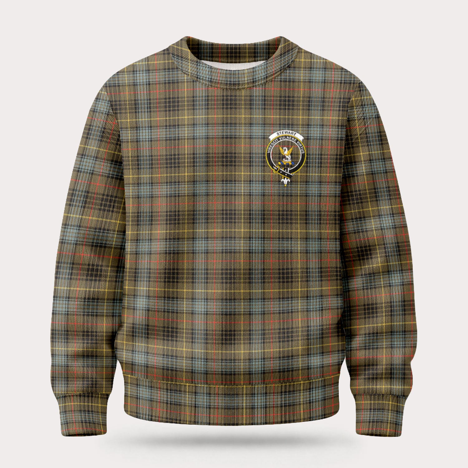 Stewart Hunting Weathered Tartan Crest Sweater