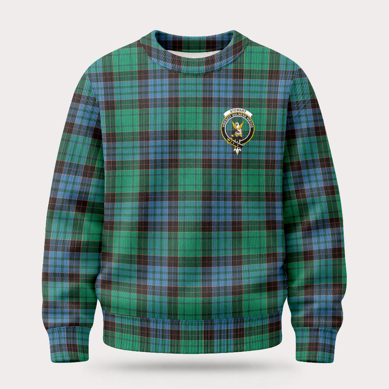 Stewart Old Ancient Tartan Crest Sweater