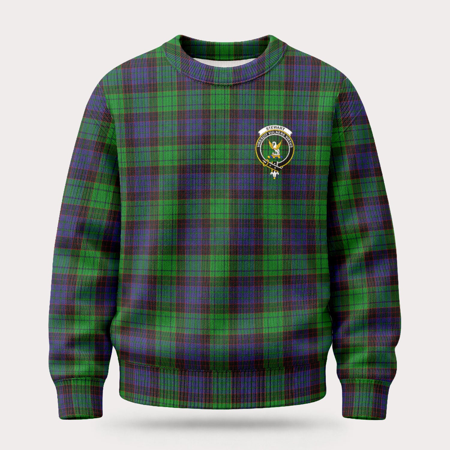 Stewart Old Modern Tartan Crest Sweater