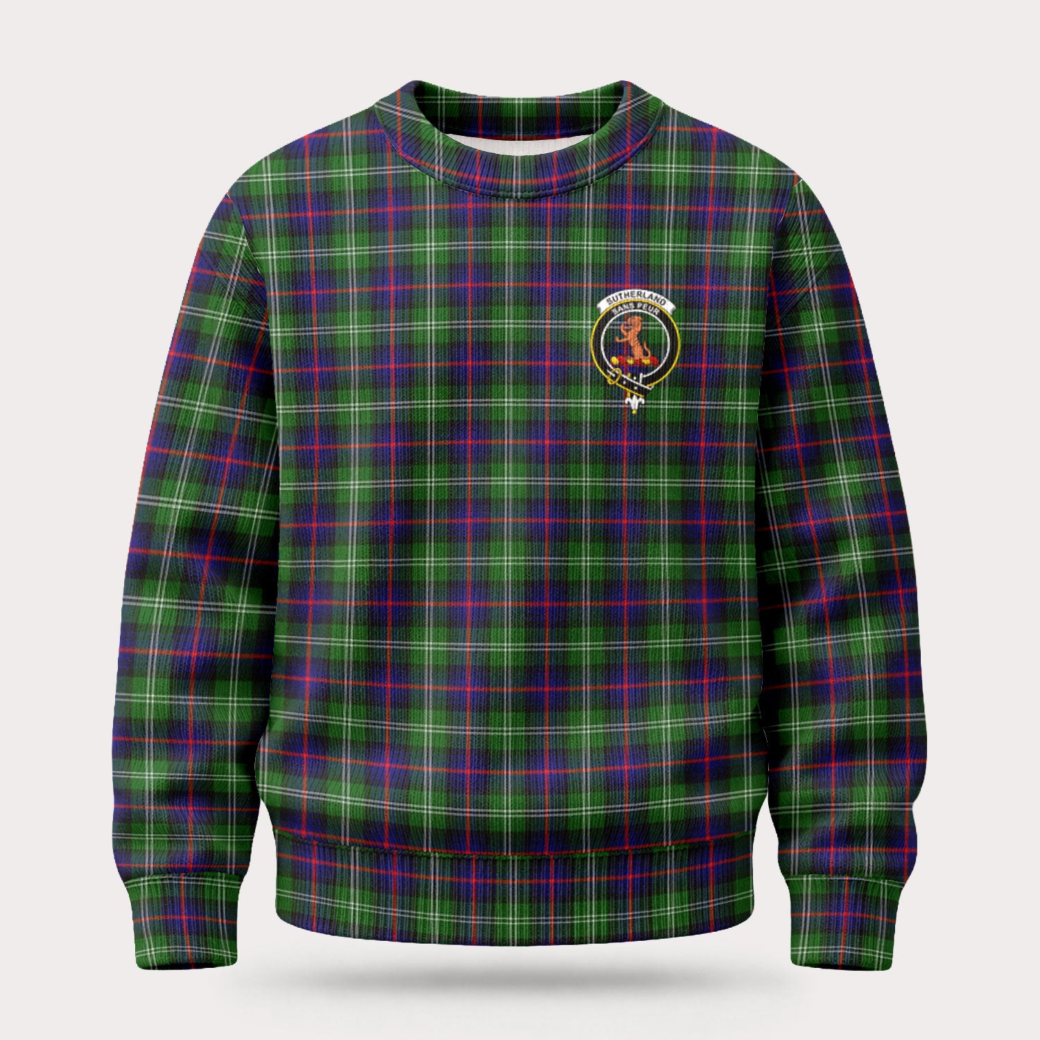 Sutherland Modern Tartan Crest Sweater