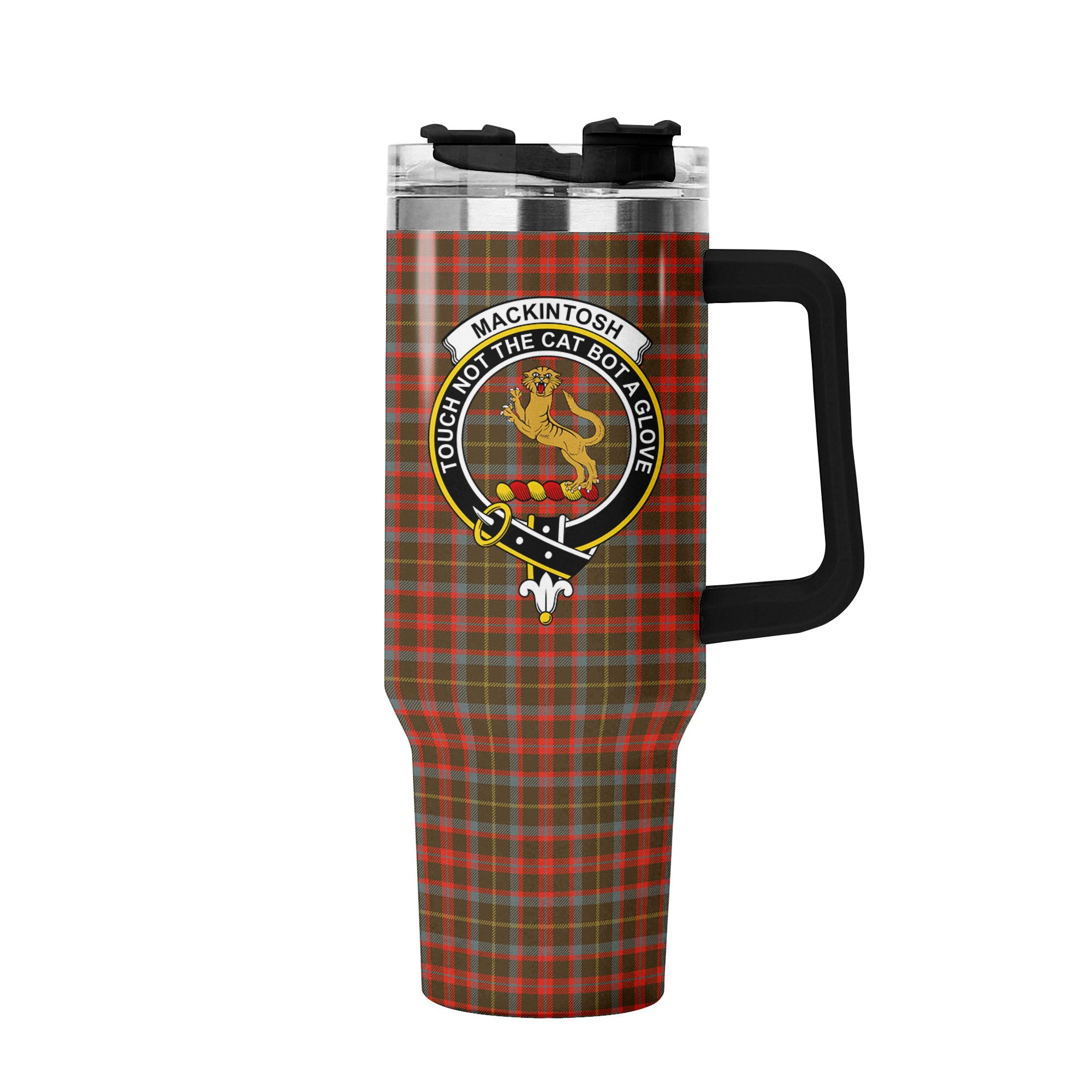 MacKintosh Hunting Weathered Tartan Crest 40 oz Insulated Tumbler with Handle