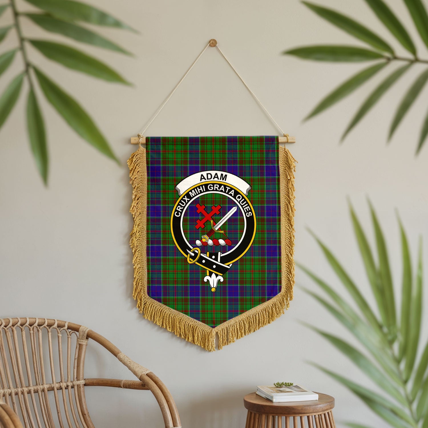 Adam Tartan Crest Wall Hanging Banner - Wood Pole