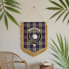 Cunningham Dress Blue Dancers Tartan Crest Wall Hanging Banner - Wood Pole